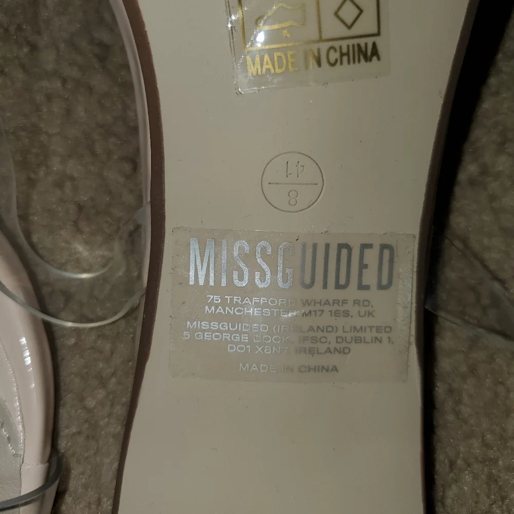 NWOT Misguided Clear Mid Illusion Heel Perspex Sandal, Size 10, Clear/Cr…